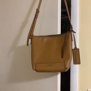 Fossil Leather Crossbody Bag in Chestnut Brown